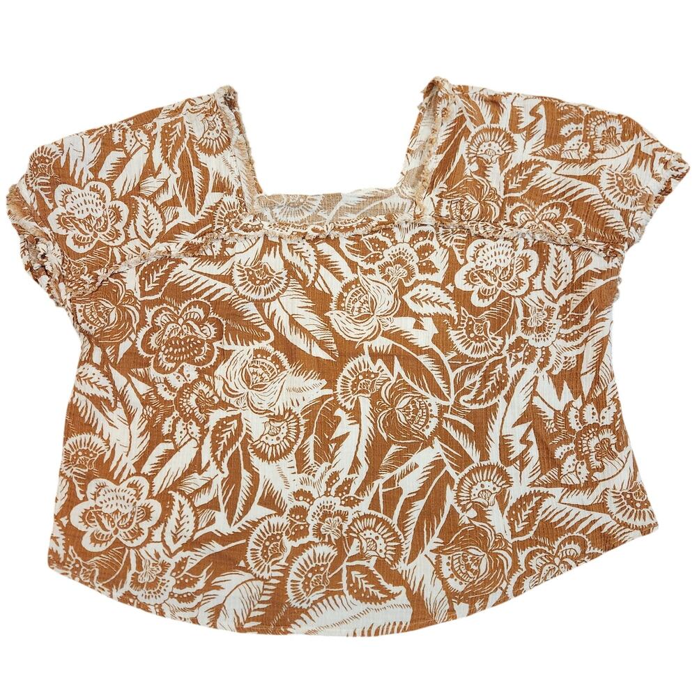 Wonderly Terracotta 100& Cotton Talavera Floral Top